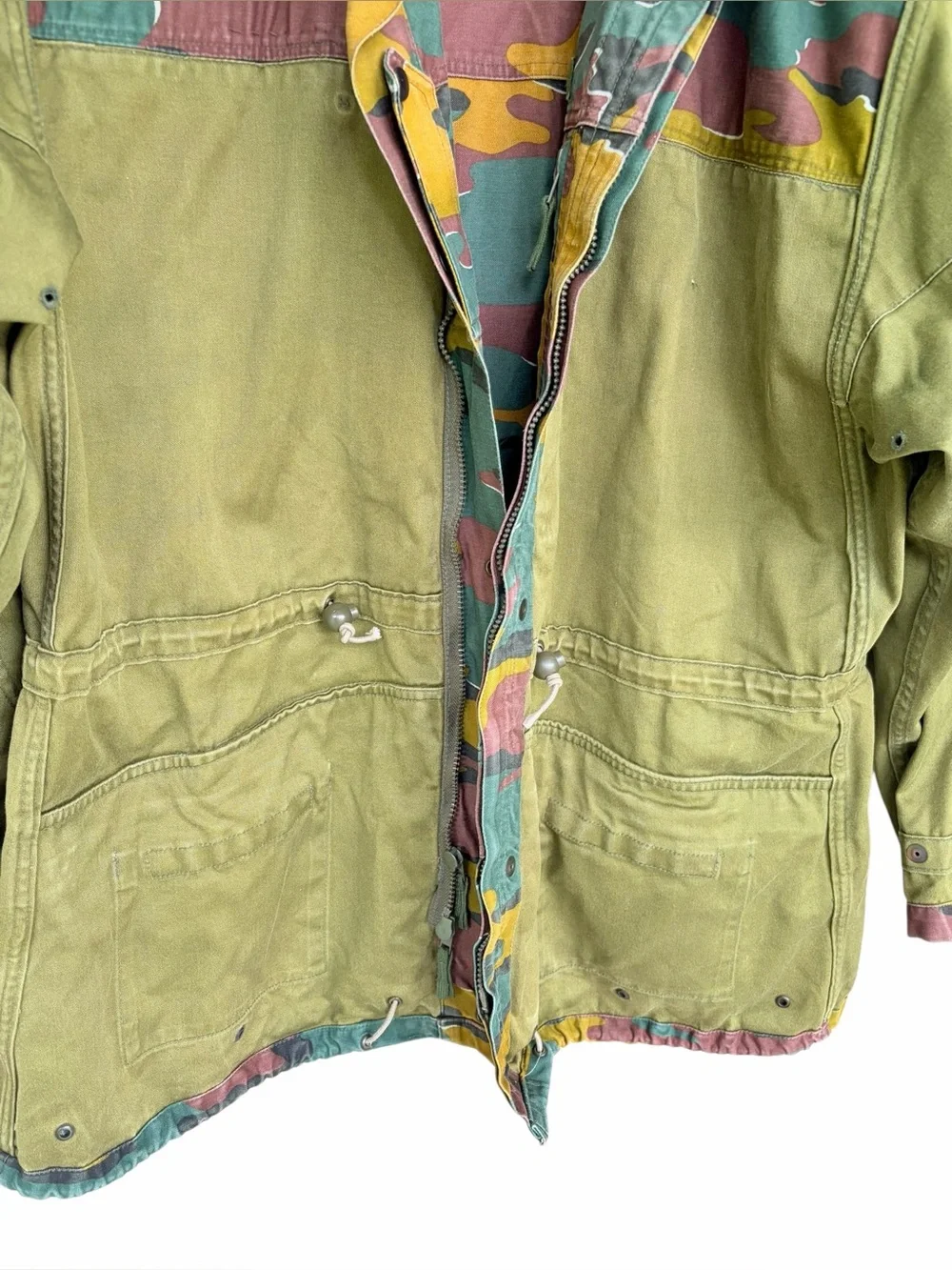 Vintage Belgium Army Jacket Military-Style Camouflage Field Jacket Reversible